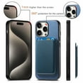 thumbnail image 4 of Magnetic 2 in 1 Detachable Wallet Compatible with iPhone 16 Plus Case, with Card Holder Faux Leather Men Women Compatible with MagSafe Phone Cover for iPhone 16 Plus, Blue, 4 of 11