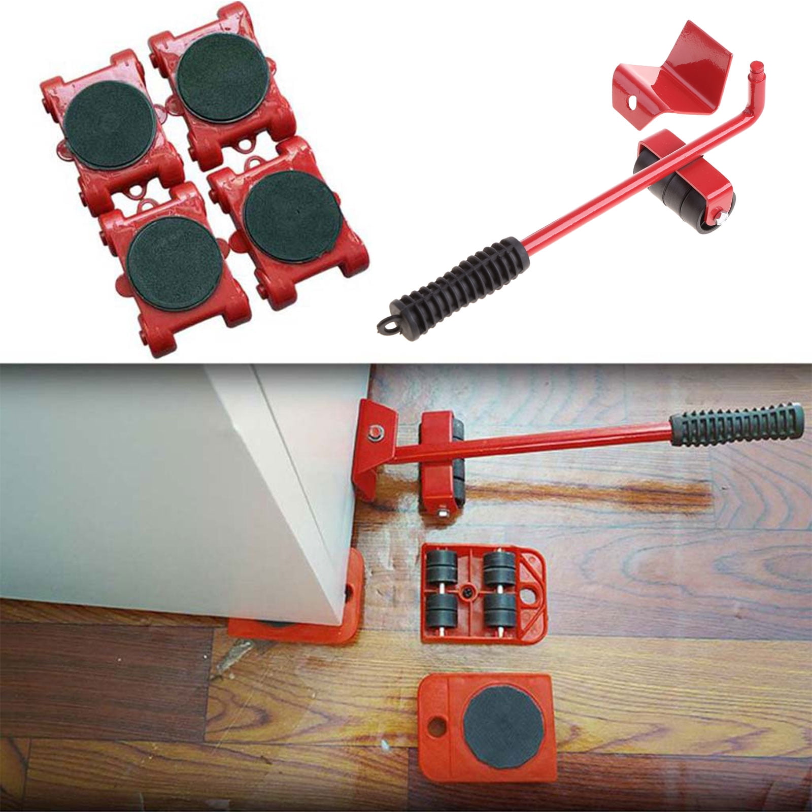 Furniture Mover Tool Transport Lifter Heavy Stuffs Moving 4 Wheeled Roller with 1 Wheel Set Professional Device