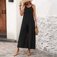 thumbnail image 6 of JULMCOMO Jumpsuits for Women Scoop Neck Adjustable Spaghetti Strap Loose Fit Summer Romper Low Back Sleeveless Wide Leg Flowy Jumpsuits Black XL, 6 of 7