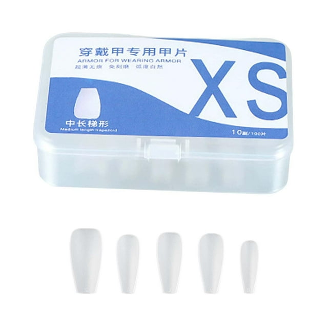 100 puntas de uñas de gel postizas con diseño de curvatura de 0,2 mm, uñas ultrafinas XS