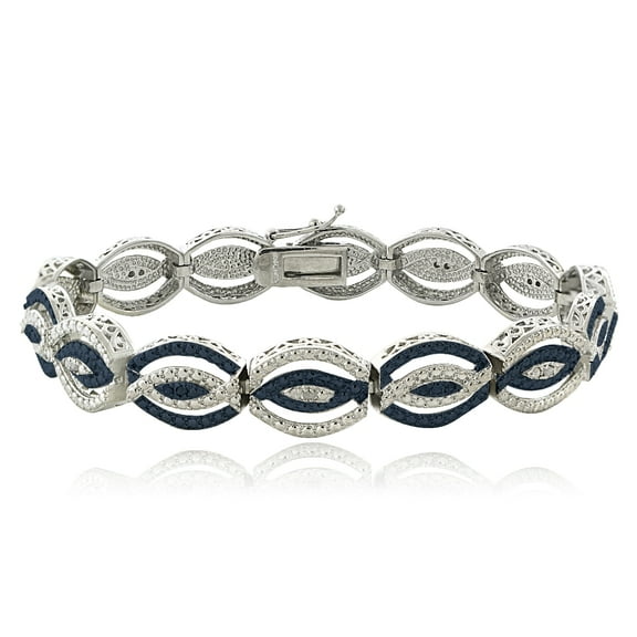 1/4 Ct Blue & White Diamond Intertwining Infinity Bracelet