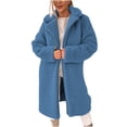 thumbnail image 5 of Enjoytime Fleece Jacket Women Lapel Long Sleeve Zip Up Cozy Long Coat Fall Winter Thick Warm Trendy Casual Outerwear, 5 of 7