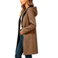 thumbnail image 5 of WIZUTIZ Women's Solid Color Wool Blend Hooded Coat Long Sleeve Loose Fit Lined Warm Winter Overcoat with External Pockets Casual Daily Outerwear, 5 of 7