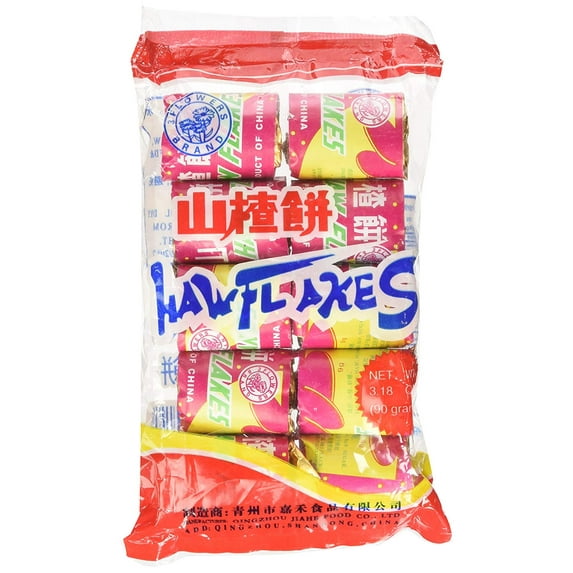 3 Flowers Brand Haw Flakes - Traditional Chinese Fruit Candy (5 Packs x 10 Rolls)