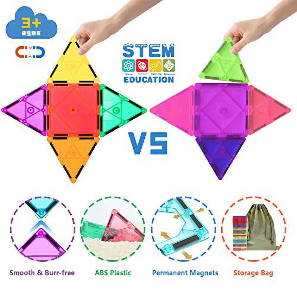 Magnetic STEM Learning Toys for Toddler, Tiles Building Blocks, 52PCS - image 2 of 7