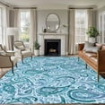 thumbnail image 2 of Blue Paisley Floral Large Area Rugs 6x9 ft Retro Abstract Watercolor Paisley Floral Washable Rug Non Slip Indoor Carpet Absorbent Floor Mat for Living Room Bedroom Dining Room, 2 of 9