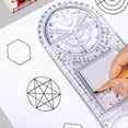 thumbnail image 3 of Bzdzmqm Multifunctional Rotatable Math Ruler Drawing Template, Teen Geometry Tool forKids, Active Learning Ruler with Protractor Compass Shapes, Math Measurement Tool for Classroom Homework, 3 of 9