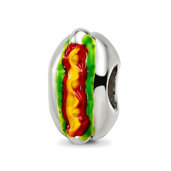 Reflection Beads QRS1857 Sterling Silver Enameled Hot Dog Bead