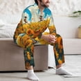 thumbnail image 7 of Salouo Clear Sky Sunflower Print Button-Front Long Sleeve Pajama Set for Men, Soft 2Pjs Men's Long Sleeve Sleepwear-Small, 7 of 7