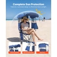thumbnail image 3 of VEVOR Camping Chair with Canopy Shade, Folding Beach Chair with Canopy & Magazine Pocket, 2 Cup Holders, 330 lbs Heavy Duty Support, Carry Bags for Outdoor, Camp, Fishing, Tailgates, Deep Blue, 3 of 9