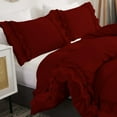 thumbnail image 2 of D.N.G. BEDDINGS Luxurious 1 Piece Double Ruffle Duvet Cover With Zipper Closure, 100% Egyptian Cotton, 800 Thread Cotton Super King Size Burgundy Solid, 2 of 6