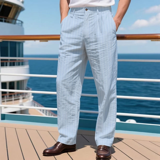 Pantalones de hombre de longitud completa, lisos, informales, con bolsillos, tipo recto, con botones en la cintura, para el tiempo libre y el trabajo, de poliéster.