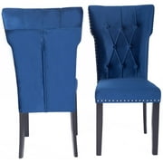 Better Home Products La Costa Velvet Tufted Dining Chair Set of 2 in Blue