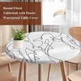 thumbnail image 3 of White Black Striped Shark Round Tablecloth 45-54 Inch Round Fitted Table Cloth with Elastic Edge, Modern Abstract Art Stripes Waterproof Table Cover Protector for Outdoor Picnic Party Dining, 3 of 9