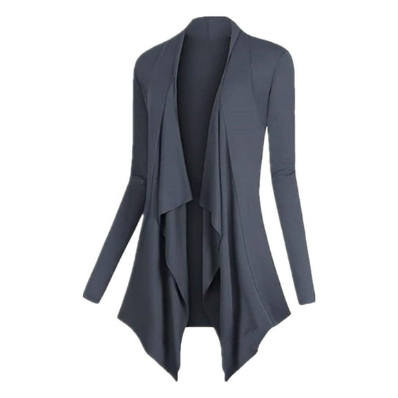 Women's Drape Front Open Cardigan Long Sleeve Irregular Hem Soft Knit Lightweight Comfortable Stylish Layering Piece
