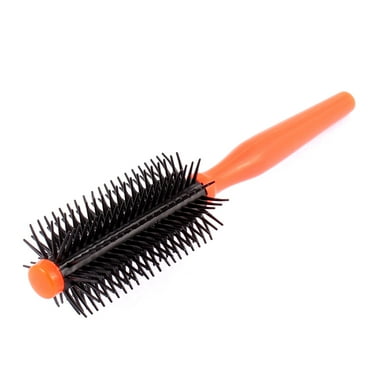 Unique Bargains Flexible Tooth Curly Hair Roll Round Brush Comb for Styling Orange