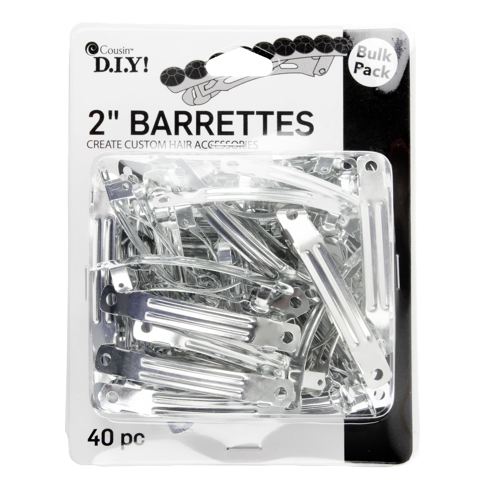 (2 pack) Cousin DIY 2" French Barrette, Silver Metal Hair Clips, 40 Piece