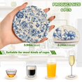 thumbnail image 3 of Haosy Set of 6 Drink Woven Coaster with Holder Heat Resistant Non-Slip Bar Coasters 4 Inches Blue and White Porcelain Floral, 3 of 7