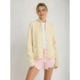 thumbnail image 4 of Women Long Sleeve Cardigan Sweater Casual Fashion Y2K Loose Fit Button Down Knit Sweater Coats Apricot M, 4 of 7