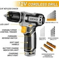 thumbnail image 3 of DEKOPRO 12V Cordless Drill Set, 133 Pieces Home Power Tool Set with 1500mAh Lithium-Ion Battery & Charger, Lightweight Tool Kit in Storage Case, 3 of 8