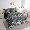 thumbnail image 3 of Manfei Romantic France Paris Twin Bedding Sets 7-Piece,Silver Glitter Print Bedding Comforter Set,Silver Gray Sheet Sets For Girl Boy,Breathable Home Decor Reversible, 3 of 8