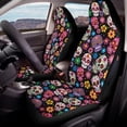 thumbnail image 4 of Binienty Sugar Skull Car Seat Covers Front Seats Stretchy Fabric Waterproof Auto Seat Covers Airbag Compatible Universal Fit for Cars SUV Truck Van Women Girly Auto Interior Decor, 4 of 8