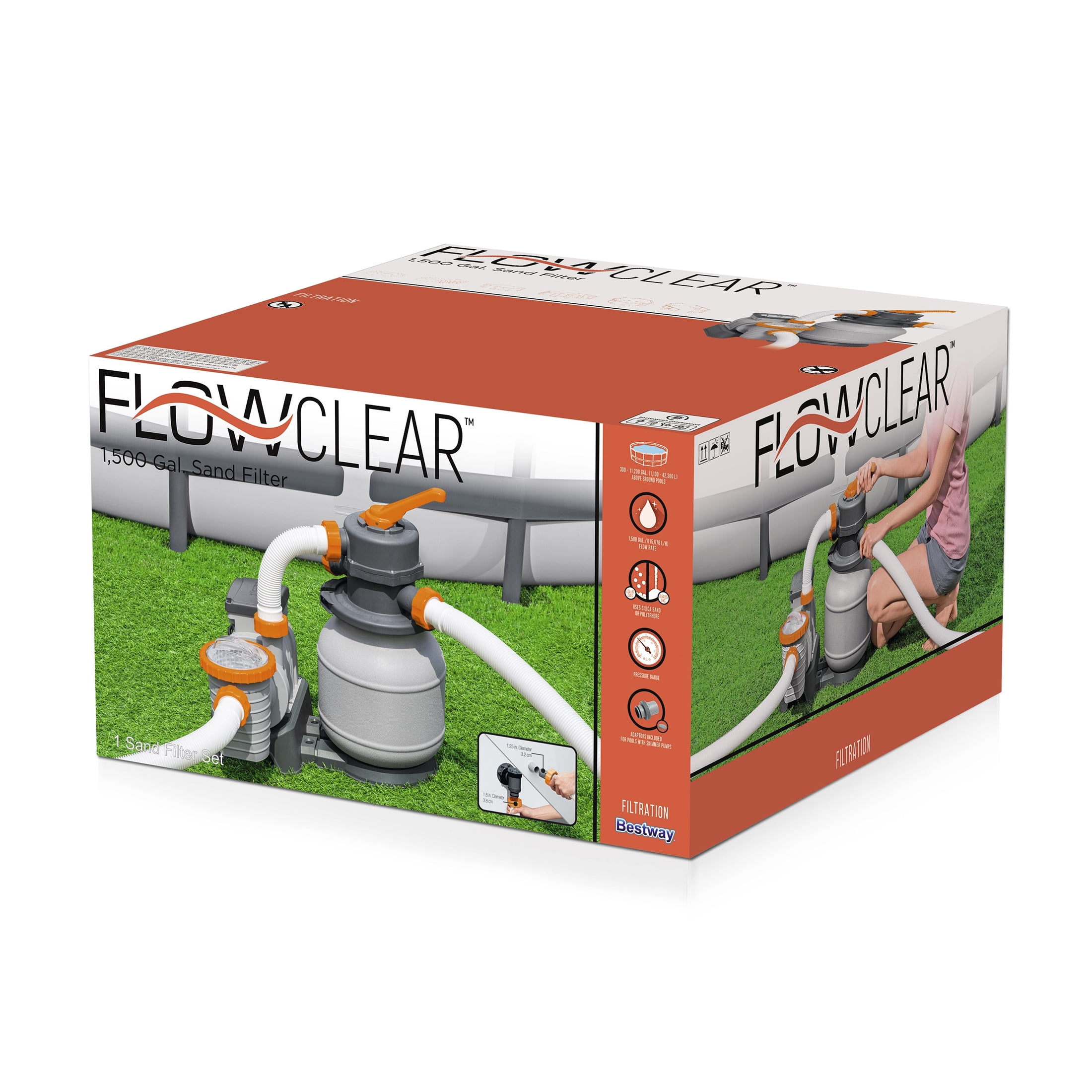 Flowclear 1500 gal. Pool Filter Silica Sand Pump