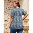 thumbnail image 5 of Zeagoo Plus Size Tops for Women Summer Puff Short Sleeve Tunic Pleated V Neck Shirts Casual Floral Solid Blouse, 5 of 5