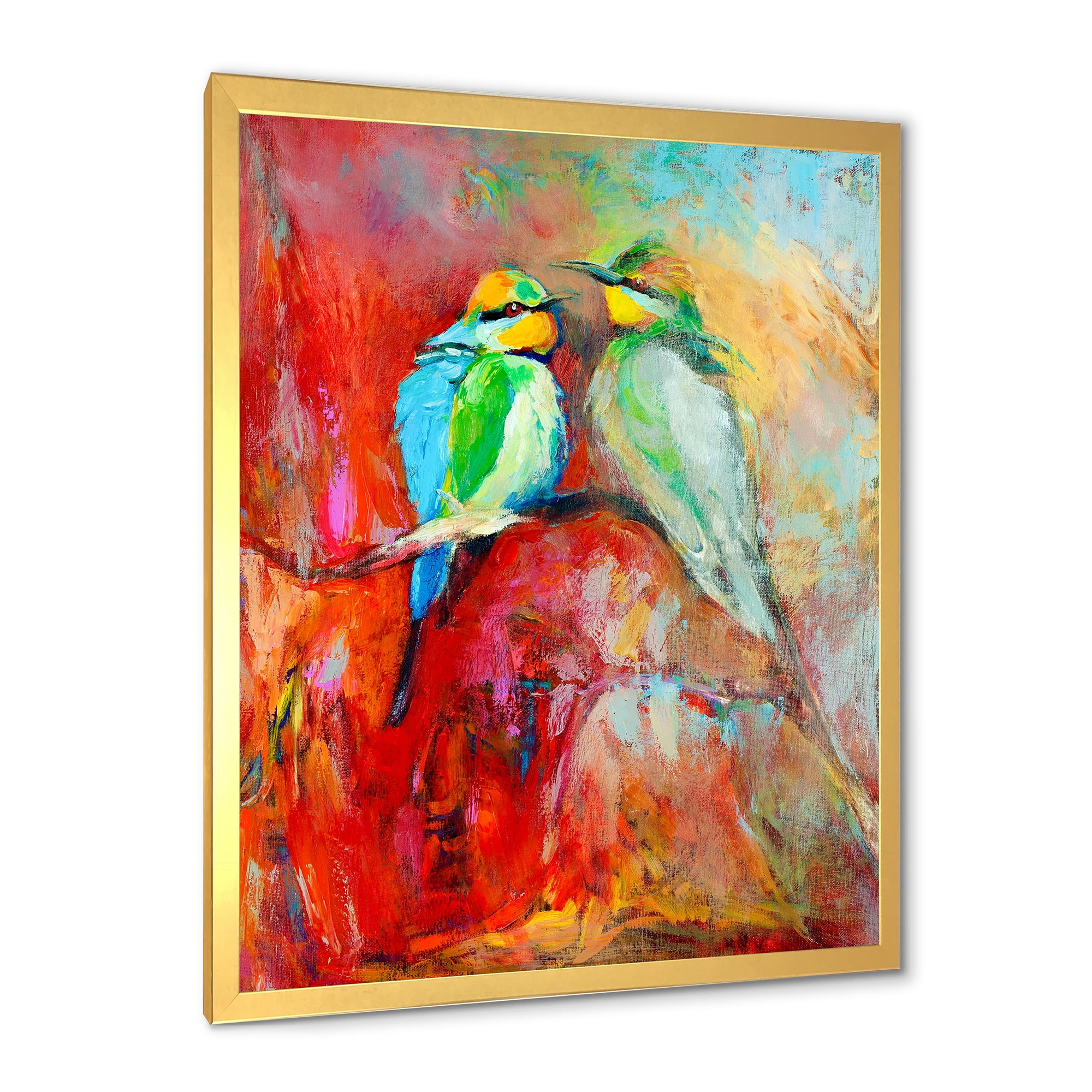 Designart 'Blue Tailed Bee Eaters Sitting On A Branch' Nautical & Coastal Framed Art Print