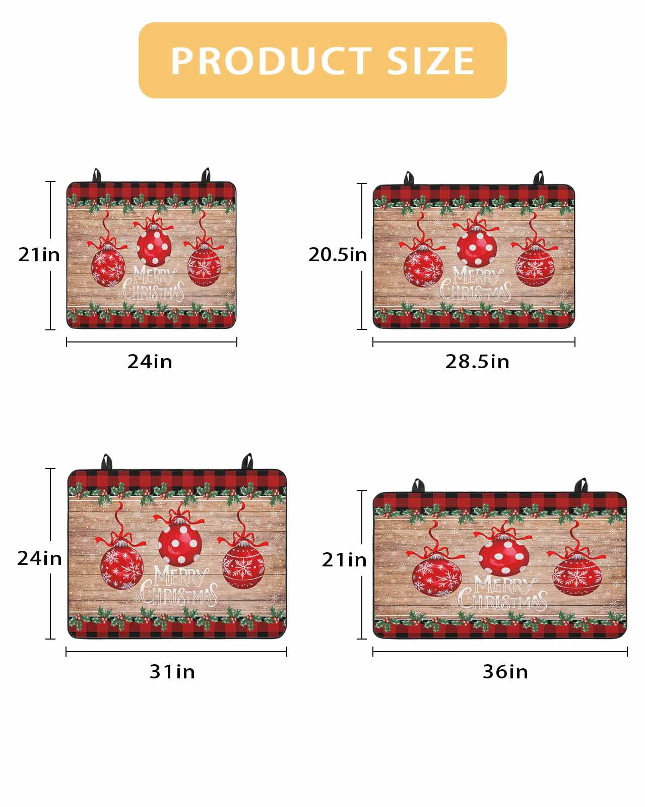 Large Induction Cooktop Protector Mat Christmas Stove Top Covers for Electric Stove, Xmas Balls Snowflakes Trees Red Plaid Wooden Decorative Stove Burner Cover Mats, Glass Top Stove Cover