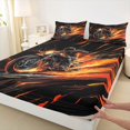 thumbnail image 3 of Homewish Abstract Sport Motorcycle 3pcs Twin Sheet Sets For Teens Boys Girls,Dirt Bike Twin Fitted Sheet,Black Orange Red Breathable Flat Sheet,Microfiber Bedroom Decor, 3 of 7