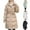Khaki, variant on Long Puffer Winter Coat for Women Zip Up Long Sleeve Overknee Hooded Quilted Jackets with Belt Thick Warm Solid Color Dressy Down Coats Winter Outdoor Padded Jacket 2025