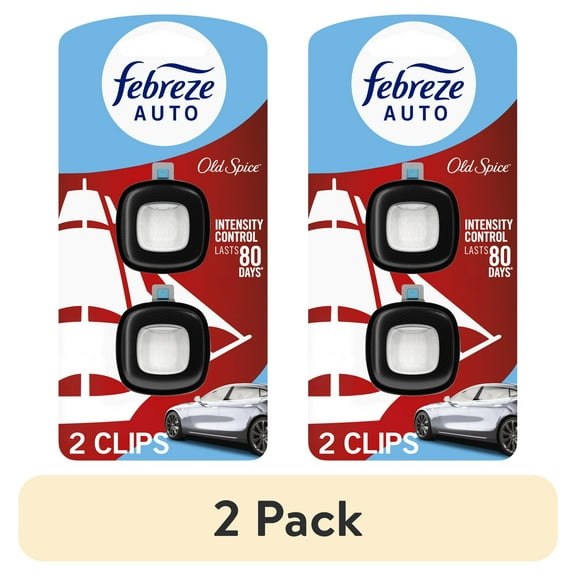 (2 pack) Febreze AUTO Car Air Freshener, Odor-Fighting Car Vent Clip, Old Spice, 2 Count