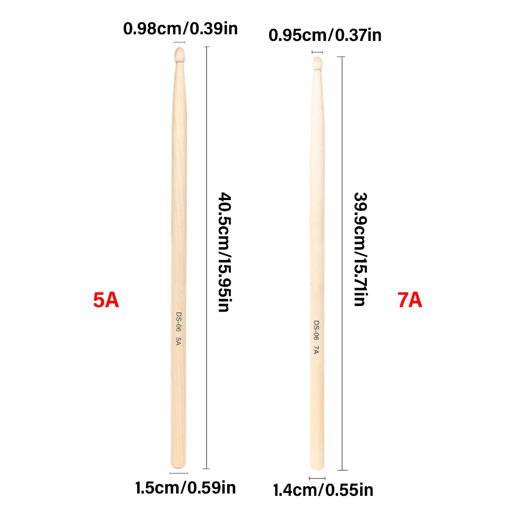 12Pair 5A/7A Maple Wood Drum Stick Practical Drumstick for Adults and Kids