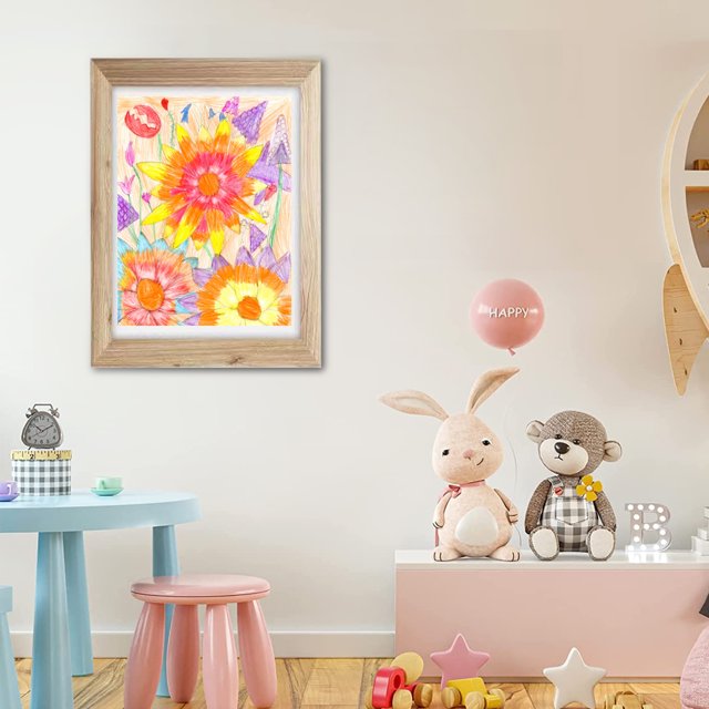 Marco De La Foto Caja de almacenamiento de marco de pintura con tapa de marcos de fotos de arte para niños de madera (color de madera) Wdftyju Libre de BPA