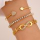 thumbnail image 4 of Pulseras de oro para mujer Pulsera de eslabones de cadena cubana de moda Pulseras de tenis en capas Pulsera de espiga boho Pulsera de serpiente Pulseras apilables de diamantes de imitación para regalo, 4 of 4