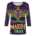thumbnail image 5 of TIMIFIS 3/4 Hauts à Manches pour Femmes Décontracté Ample Mardi Gras Imprimé Col Rond T-Shirt Chandail Tops de Fête, 5 of 5