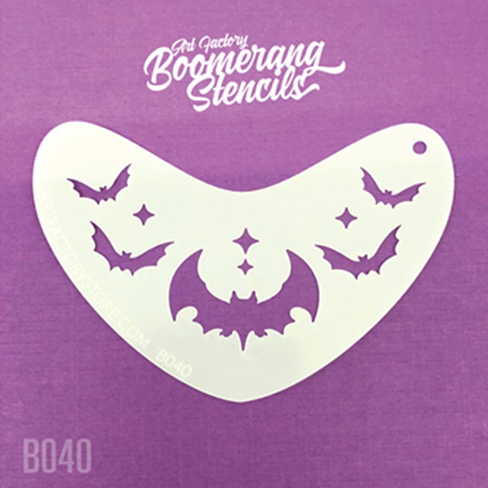 art factory boomerang stencil bat crown reusable face painting stencil great for fairs carnivals party and halloween walmart com