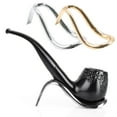 thumbnail image 2 of Trayknick Pipe Rack Exquisite Anti-Rust Stainless Steel Shoe Style Tobacco Pipe Stand for Office Golden, 2 of 13