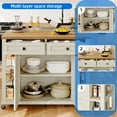 thumbnail image 3 of Uforic Kitchen Island Cart with Power Outlets, Kitchen Storage Cart with Storage Shelves & Drawers, Off-White, 3 of 10