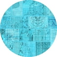 thumbnail image 1 of Ahgly Company Indoor Round Patchwork Light Blue Transitional Area Rugs, 6' Round, 1 of 4