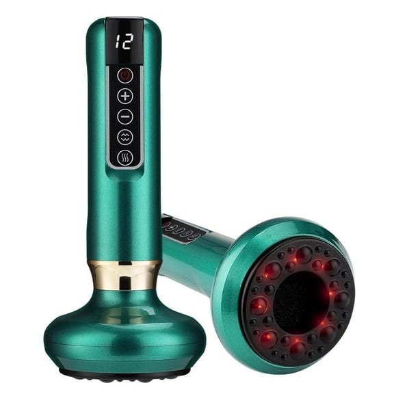 Flaremore Handheld Massager with 12 Modes,3 in 1 Vacuum Cupping Set,Portable Rechargeable Cupping Massage Tool with Steel Balls,Rechargeable Scraping and Cupping Device Green