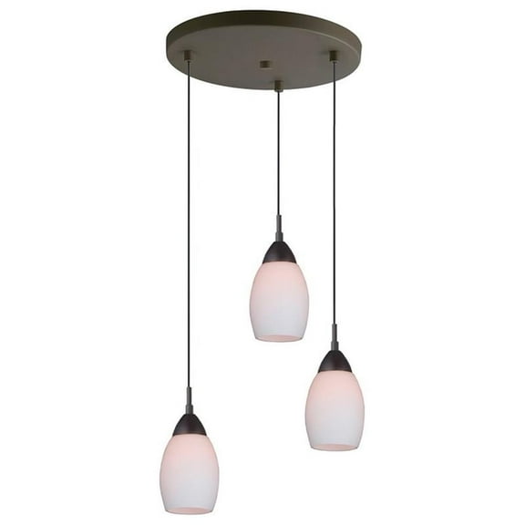 Woodbridge Lighting Olivia 3-Light Glass Cluster Pendant in Bronze/Opal