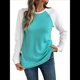 thumbnail image 2 of Tops Casuales de Punto Gofre con Cuello Redondo y Larga con Bloques de Color para Mujer Azul M, 2 of 9