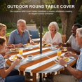 thumbnail image 3 of Round Outdoor Tablecloth with Umbrella Hole and Zipper, Burnt Orange Grey Stripe Tablecloth with Elastic Waterproof, Minimalist Farmhouse Striped Patio Table Covers for 36" - 44" Picnic Pool Tables, 3 of 9
