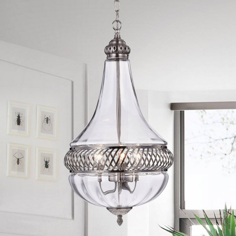 Permin Empire 13inch Clear Glass and Metal Pendant Light