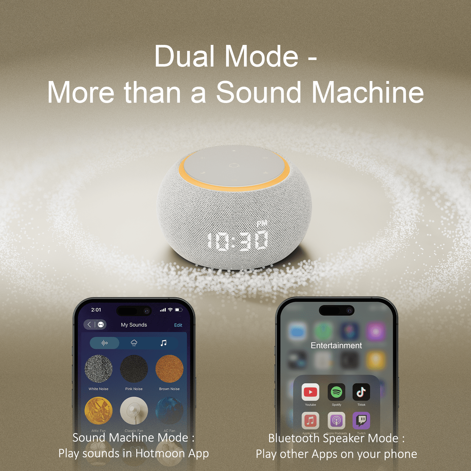Hotmoon Luna Pro Smart White Noise Sound Machine, Alarm Clock for Bedroom, APP Control, Custom Button, Sleep Trainer, Routine Builder, 507 Soothing Sounds, Adult Mindfulness Meditation