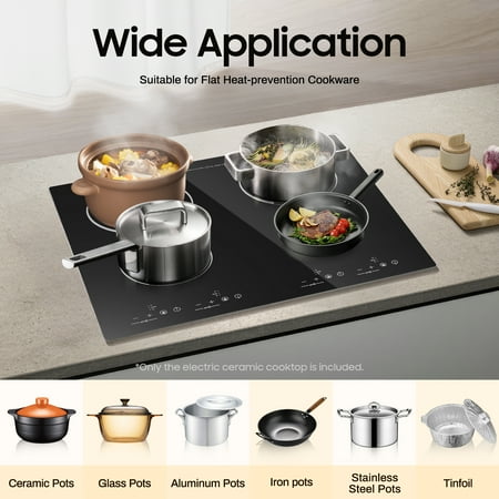 4-Burner Electric Ceramic Cooktop with Touch Controls, 3000W Power, Safety Features, and Easy Installation for Home and Professional Kitchens