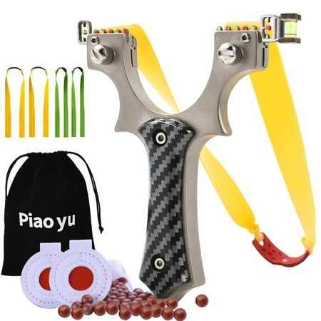 Piaoyu Stainless Steel Hunting Slingshot Shooting Slingshots for Adult Outdoor Athletic Competition Slingshot Set