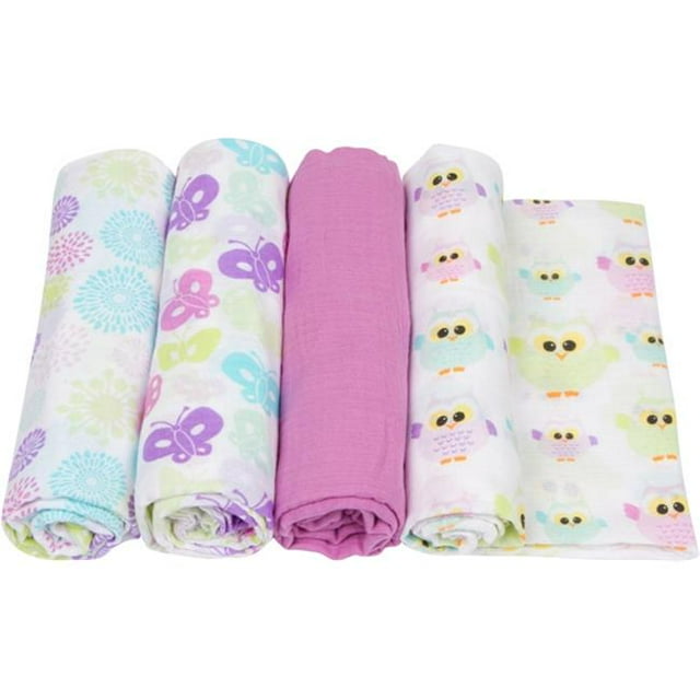MiracleWare 2748 Girl Muslin Swaddle, 4 Pack